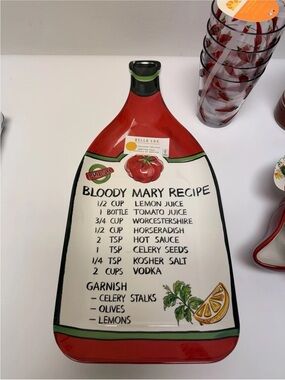 BELLA LUX “BLOODY MARY” BRUNCH RECIPE MELAMINE LG SERVING PLATTER NEW